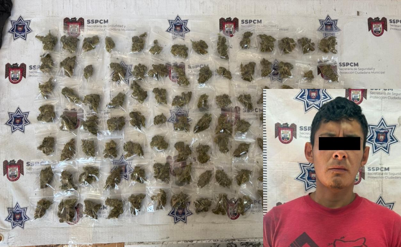 Detiene Policía Municipal a hondureño con más de cien dosis de marihuana