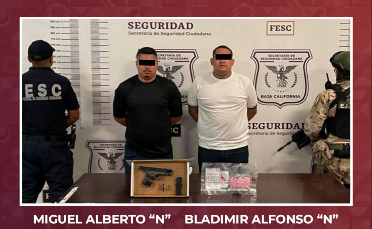 Decomisan pastillas de fentanilo y armas de fuego en Tijuana; hay dos detenidos