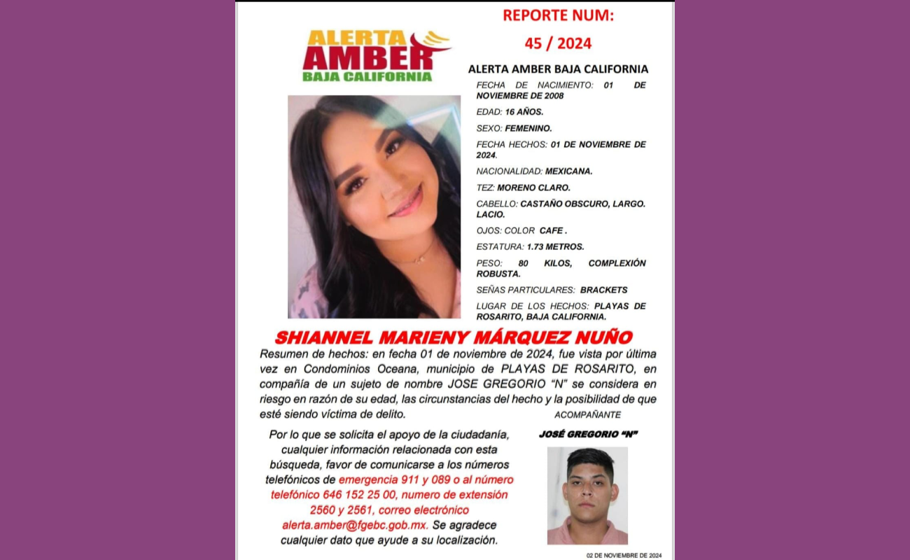 Elevan a Alerta Amber la búsqueda de menor en Tijuana y Rosarito