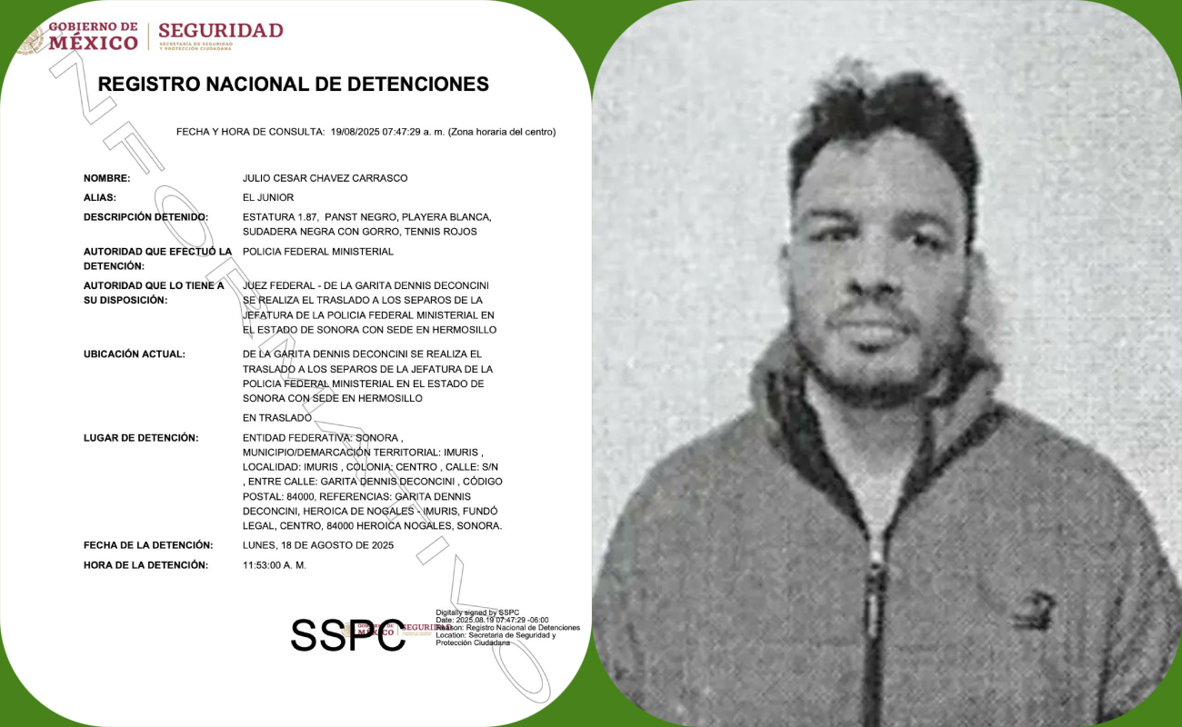 Entrega Estados Unidos a Julio César Chávez Jr; es internado en penal de Sonora