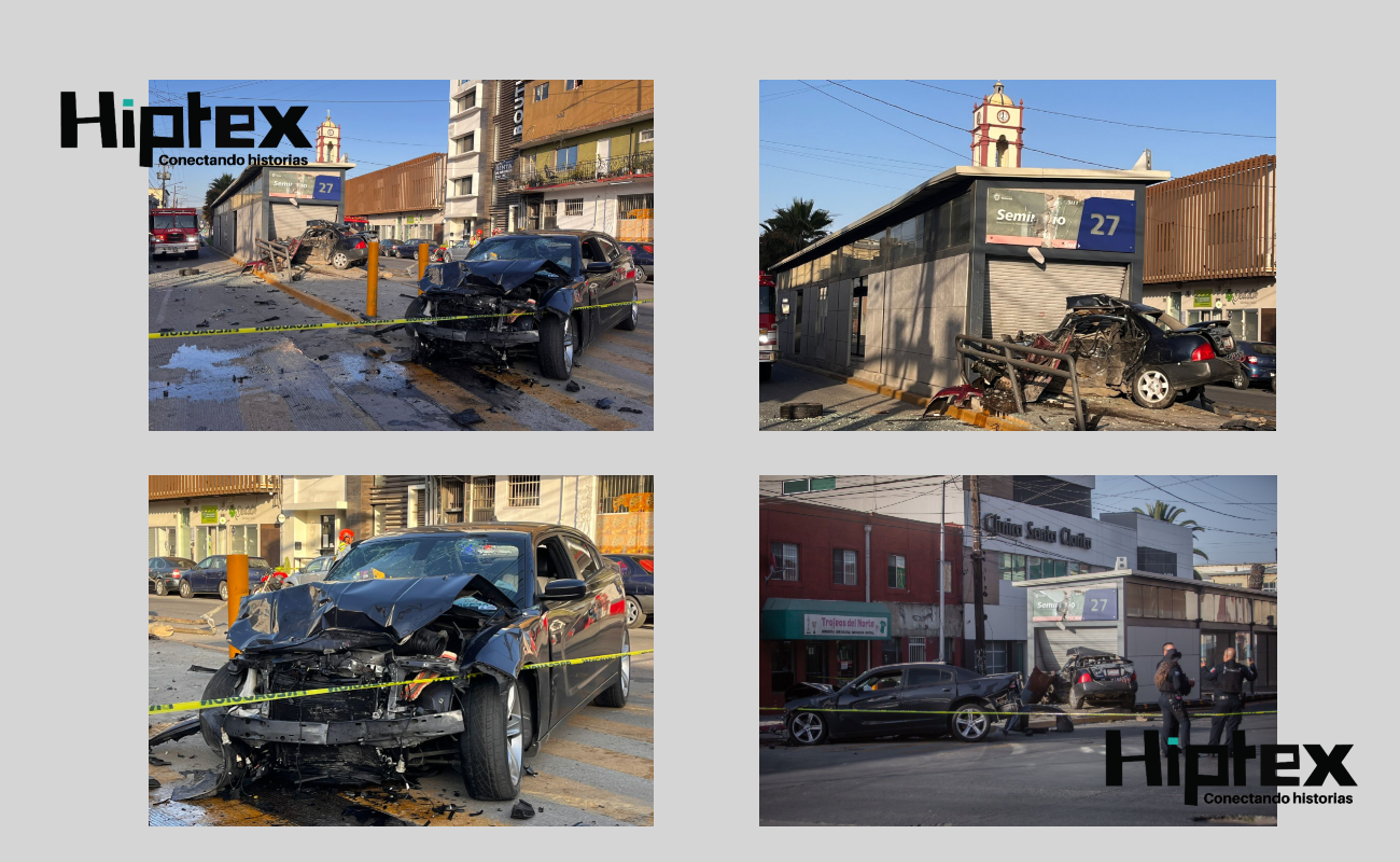 Deja accidente automovilístico, dos muertos en el Centro de Tijuana; tres peatones lesionados