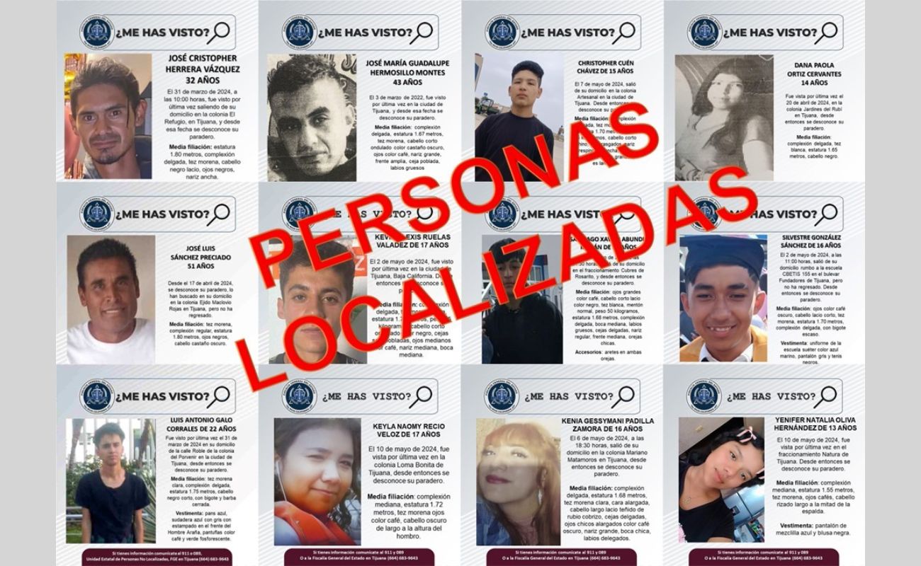 Localiza FGE a 12 pesonas reportadas como desaparecidas