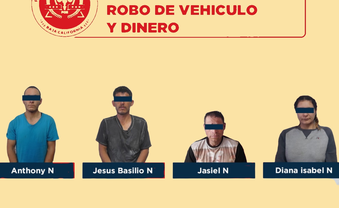 Capturan a tres hombres y una mujer relacionados con diversos robos en Ensenada