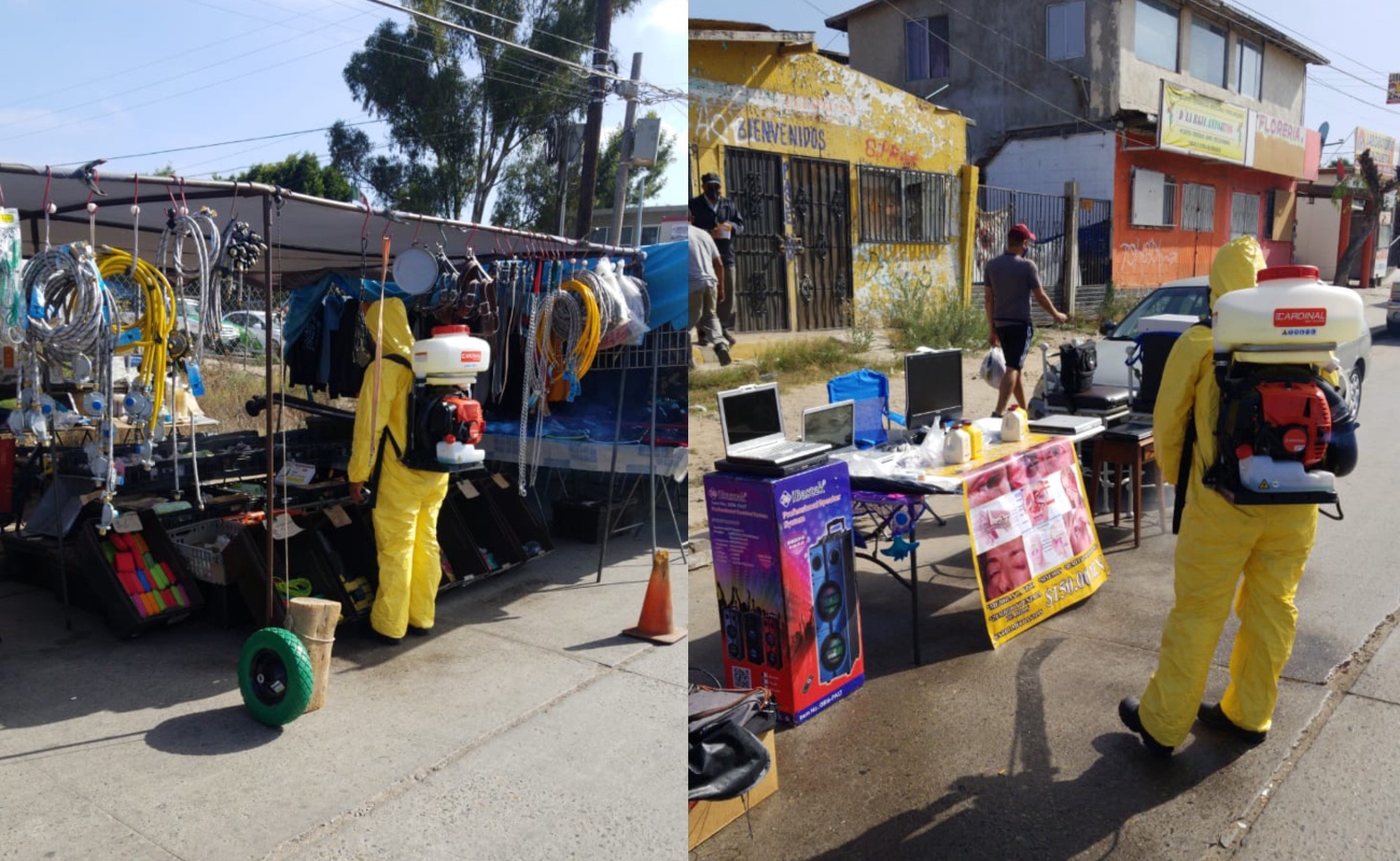 Sanitizan mercados sobre ruedas en Playas de Rosarito