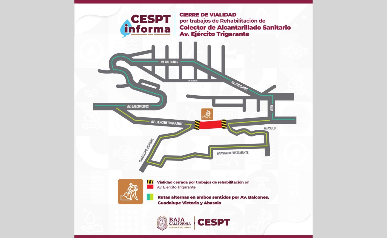 Continúa CESPT rehabilitación del subcolector en avenida Ejército Trigarante