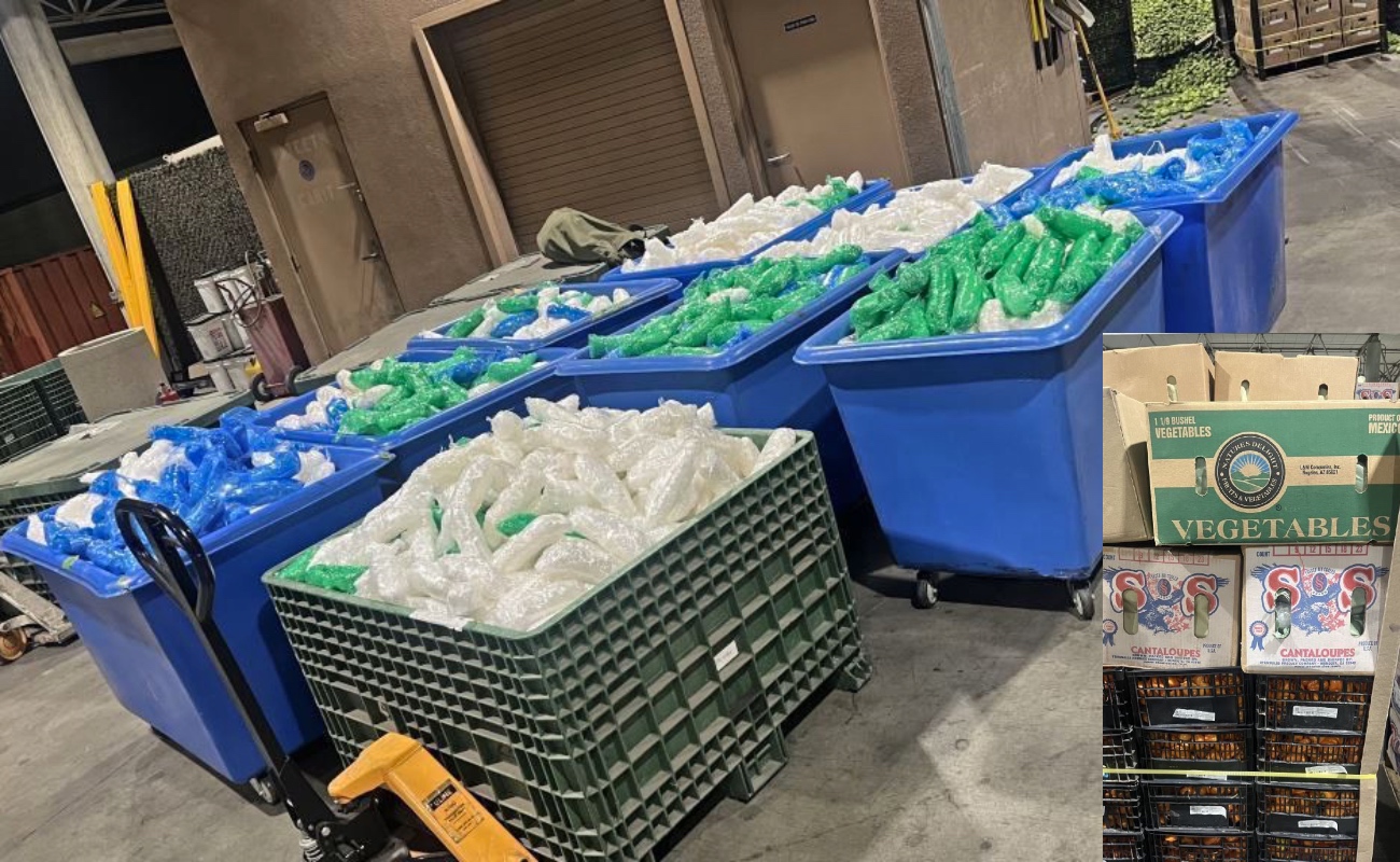 Aseguran mil 666 kilos de metanfetamina en cargamento de chiles jalapeños y tomatillo