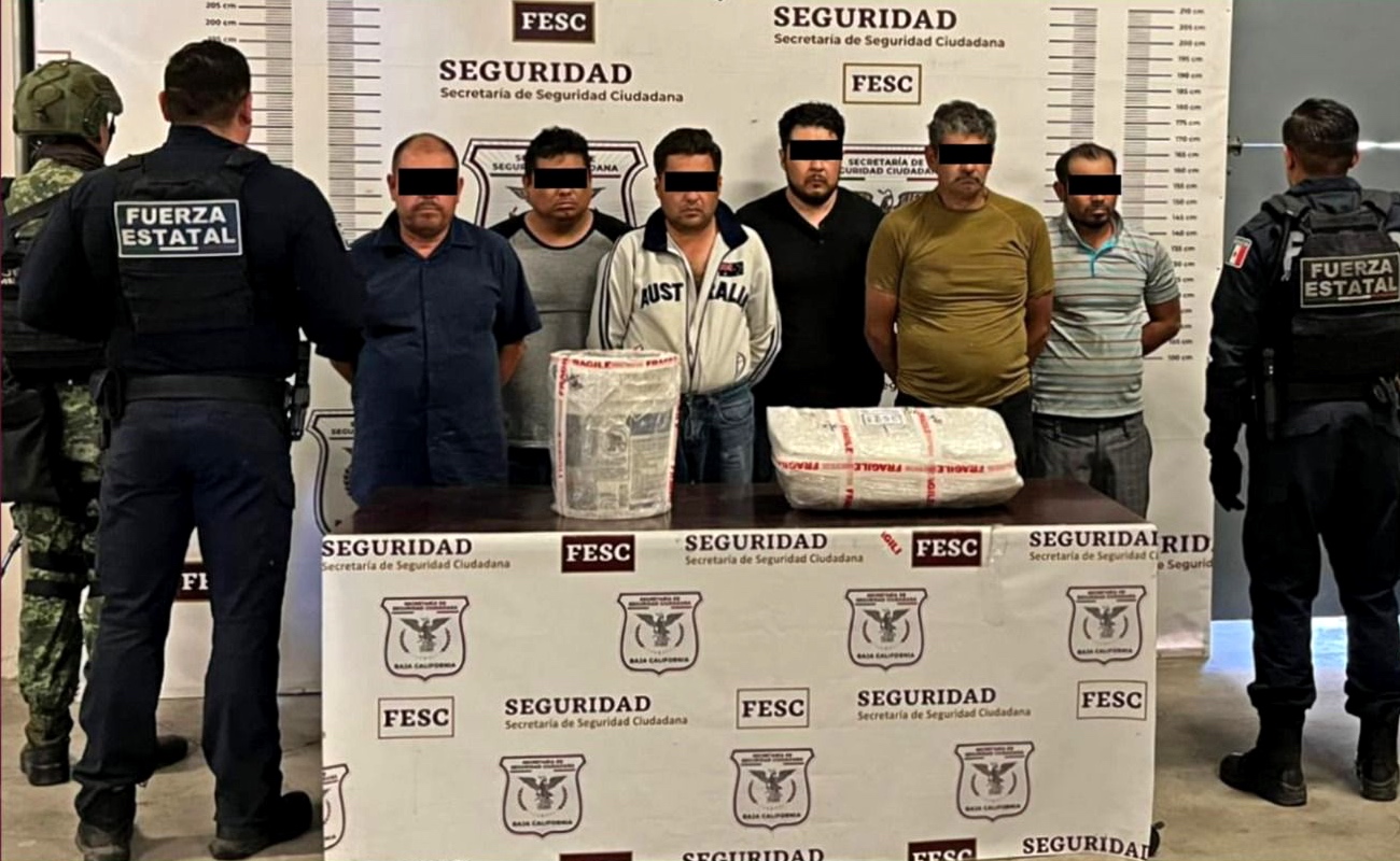Arrestan a seis sujetos en posesión de 28 kilos de metanfetamina en Rosarito