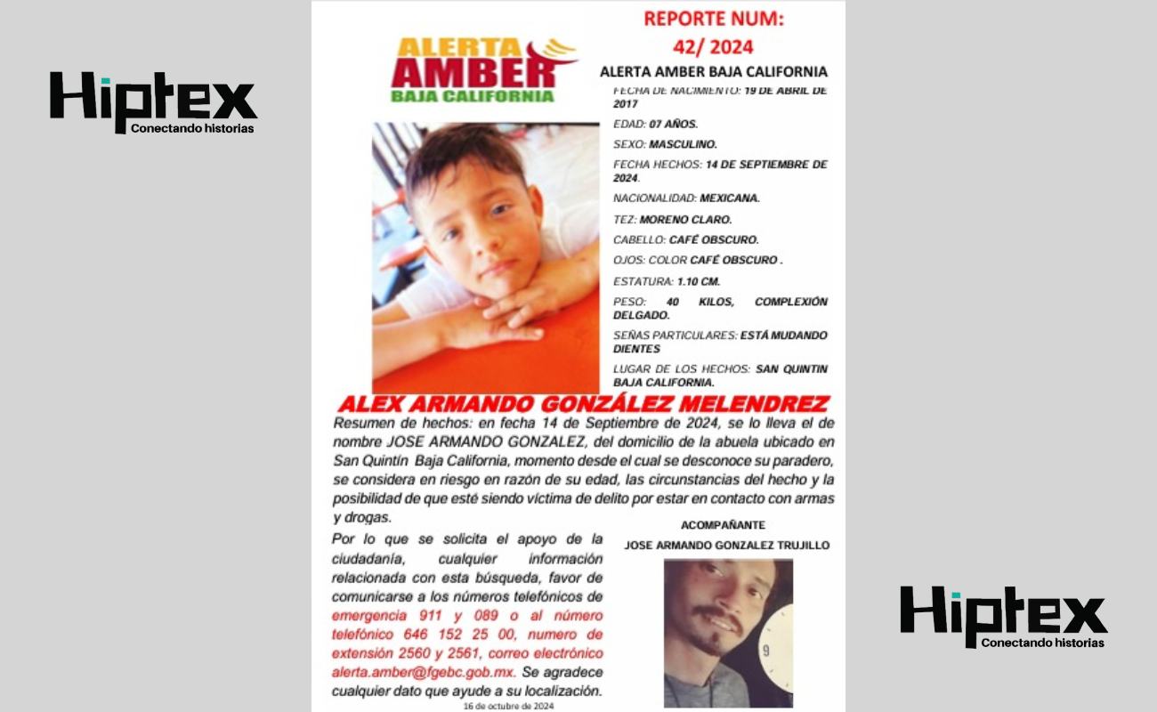 Activan Alerta Amber para el menor Alex Armando, hace tres días fue sustraído de casa de su abuela