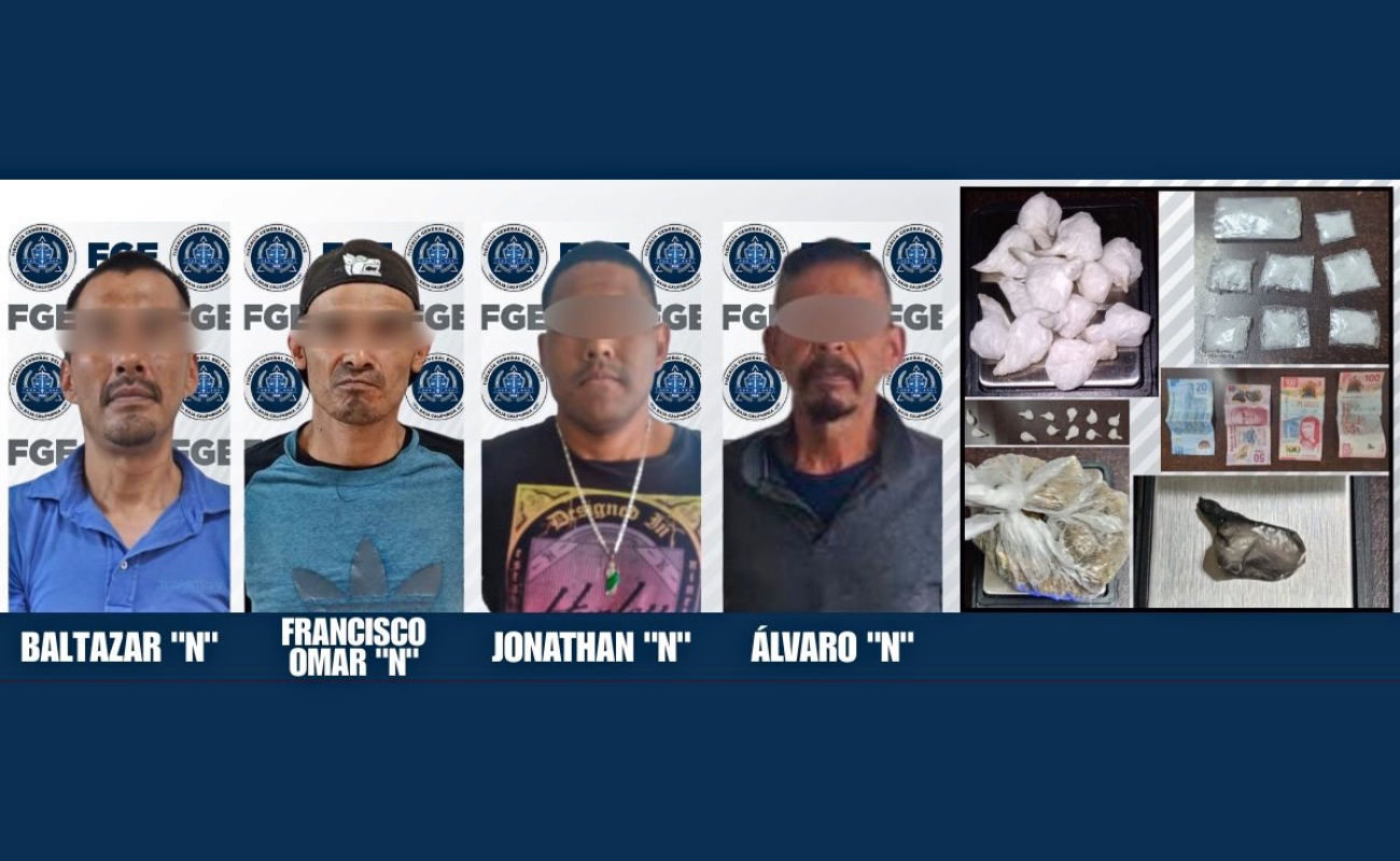 Fiscalía detiene a cuatro personas y asegura droga en operativos realizados en Ensenada