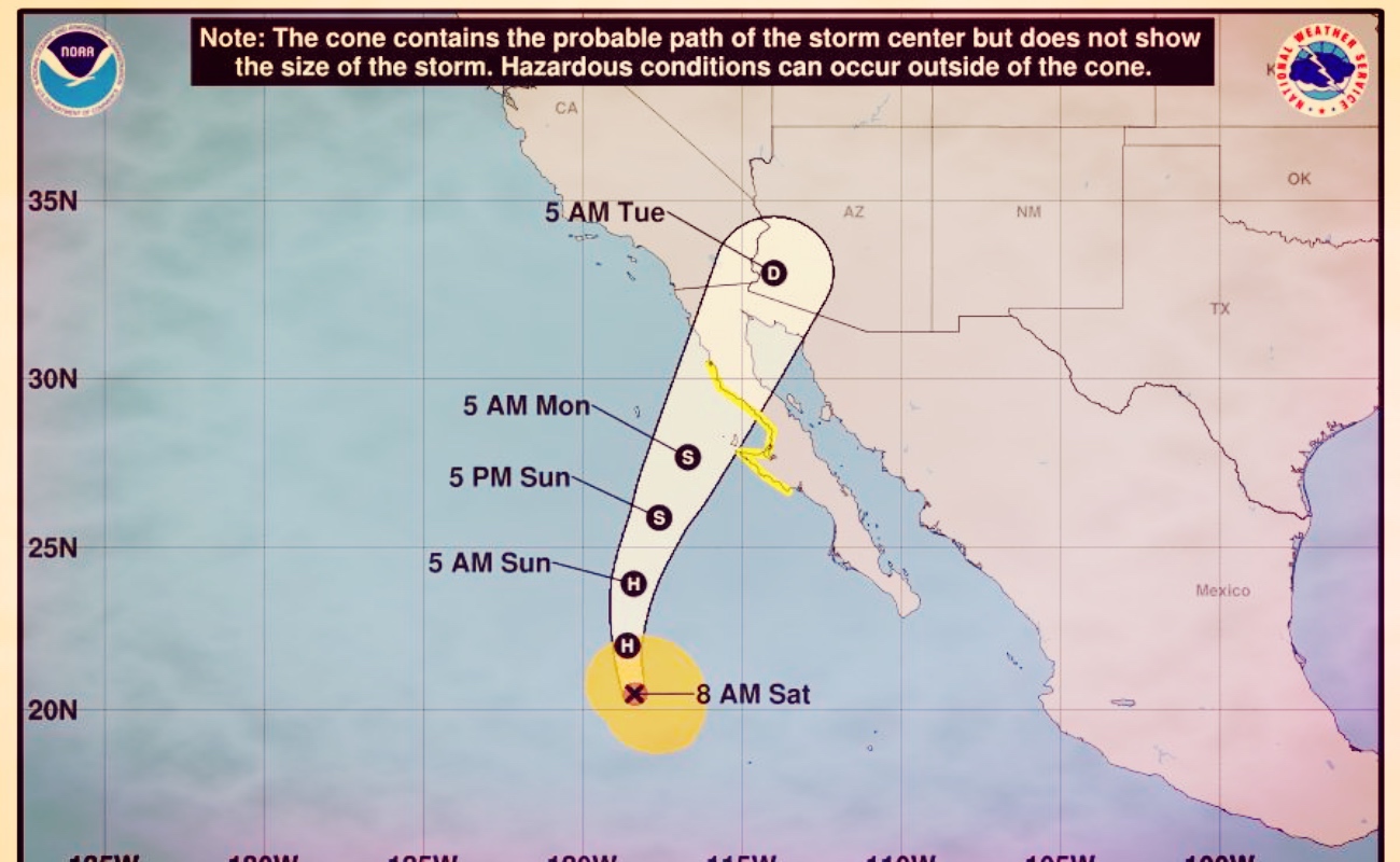 Huracán Rosa impactará entre San Quintín y Punta Abreojos