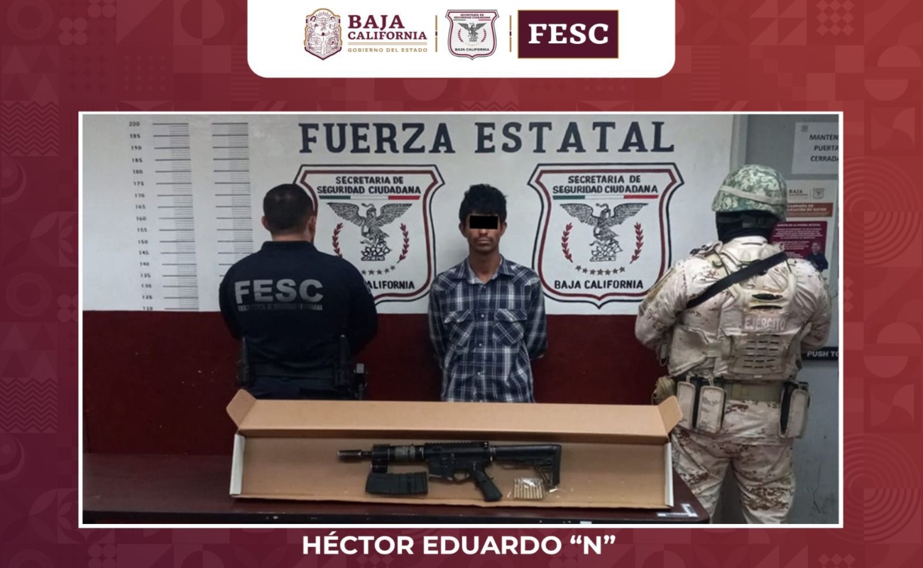 Tras denuncia ciudadana FESC detiene a hombre armado en Mexicali