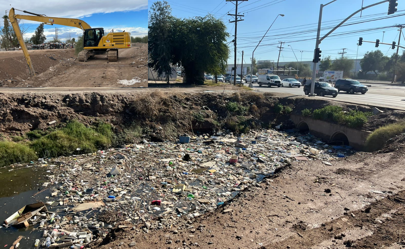 Intensifica CESPM trabajos de limpieza en drenes Tula y México en Mexicali