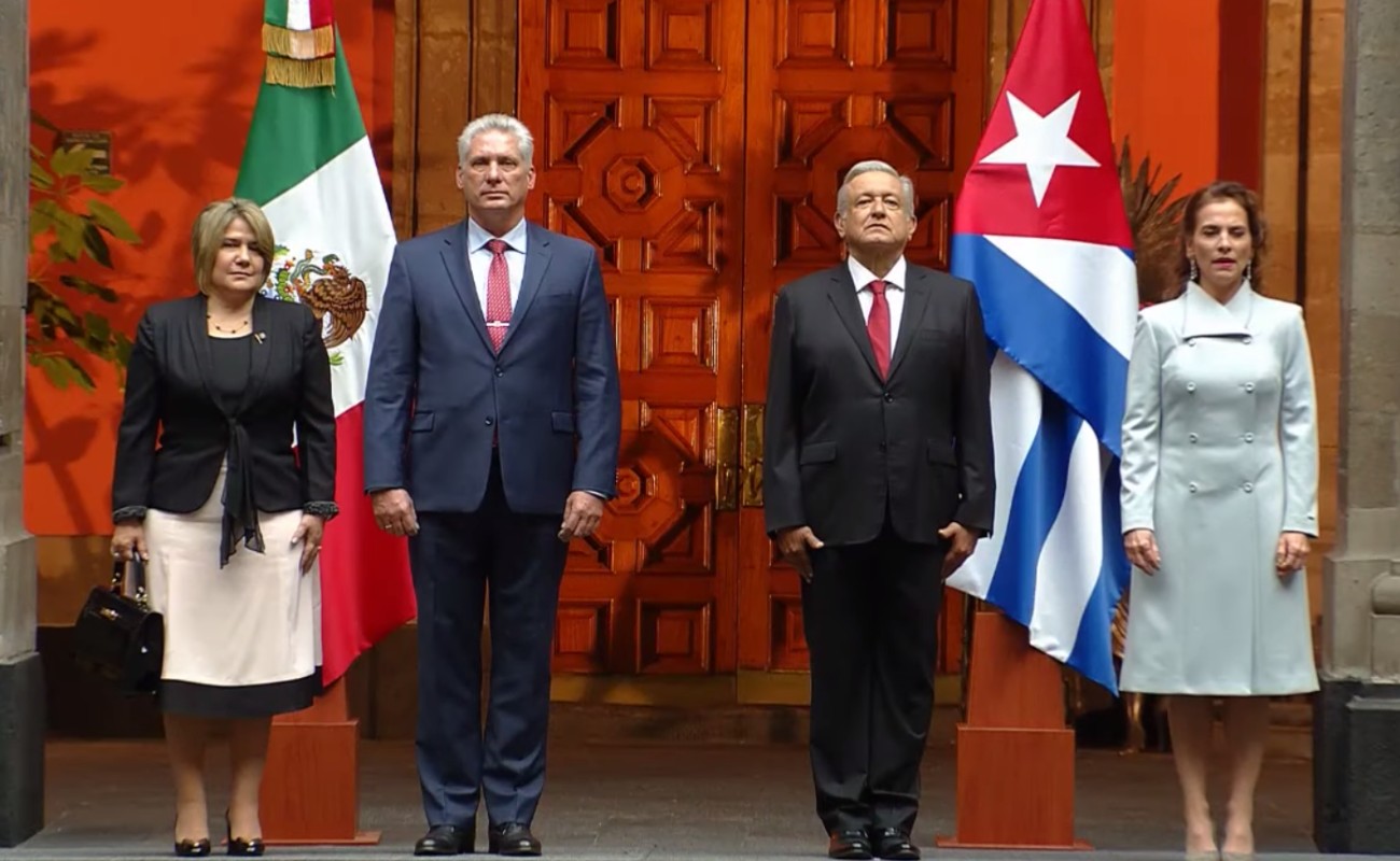 Recibió AMLO al presidente de Cuba en Palacio Nacional