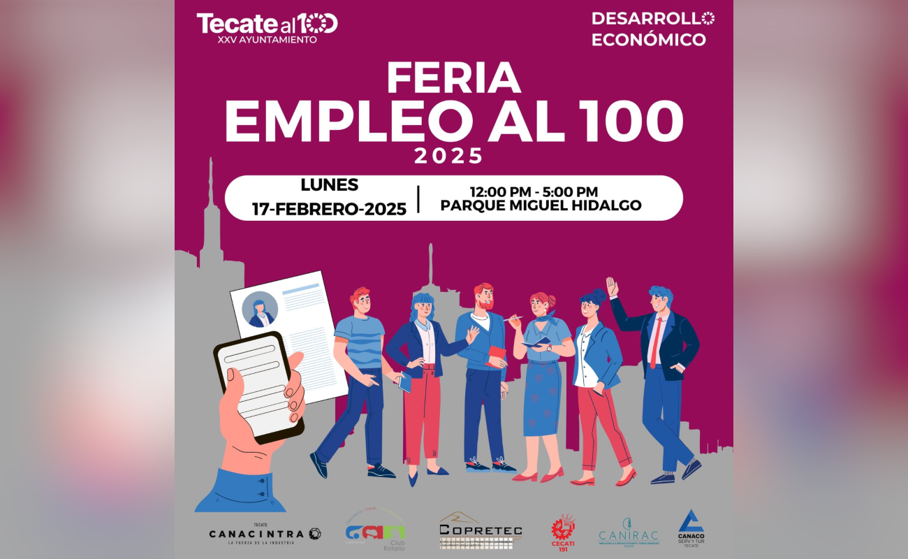 Todo listo para la Feria de Empleo al 100 en Tecate, hoy