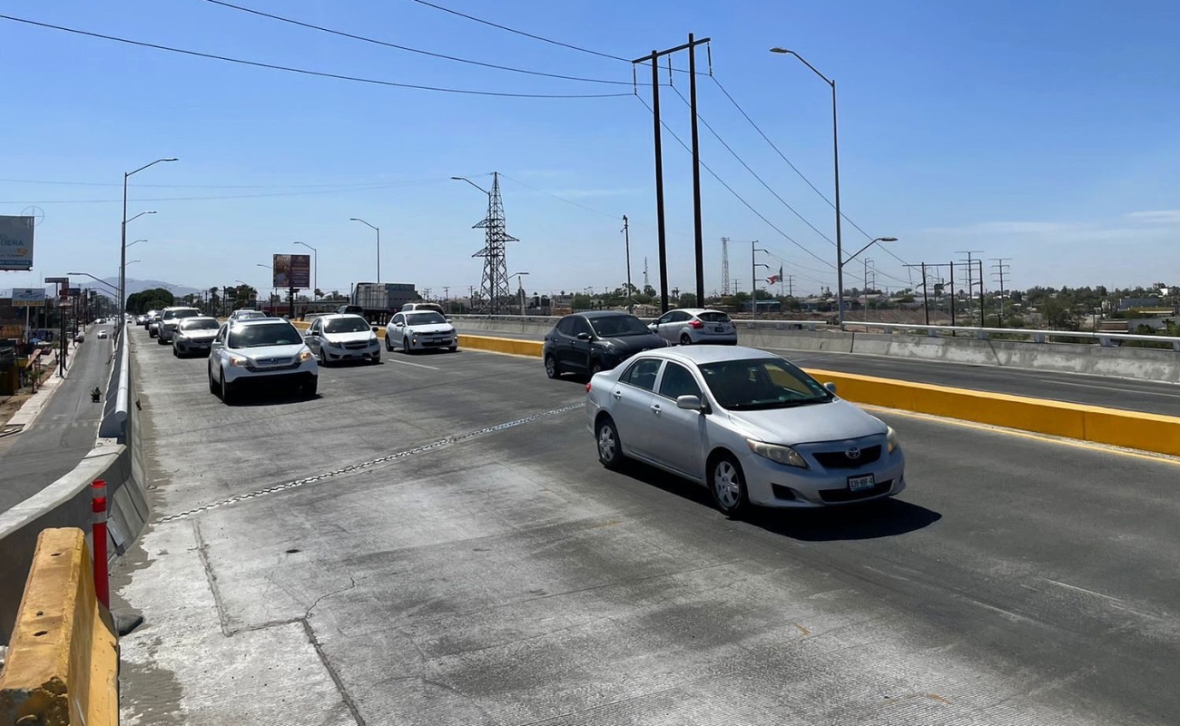 Habilitan tercer carril derecho del Puente Lázaro Cárdenas y Río Nuevo en Mexicali