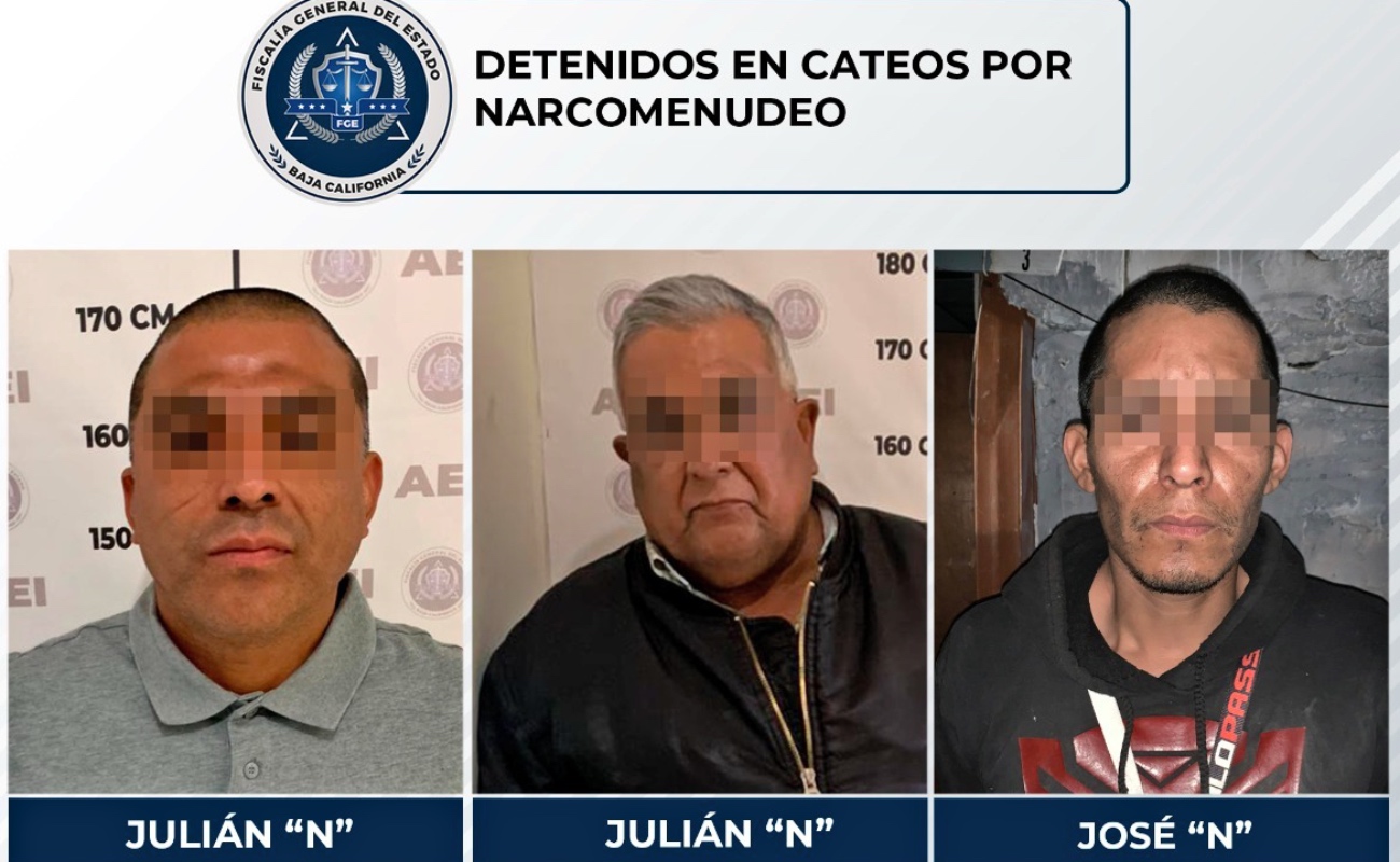 Detienen a tres presuntos narcomenudistas durante cateos