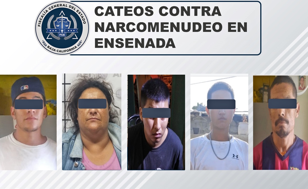 Detienen a seis y aseguran droga en cinco cateos realizados en Ensenada