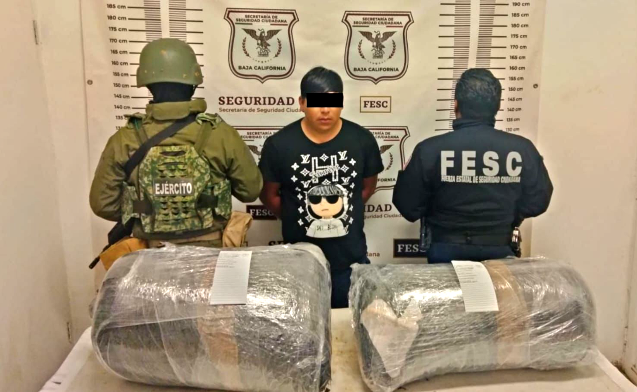 Aseguran más de 30 kilos de marihuana en Ensenada; hay un detenido