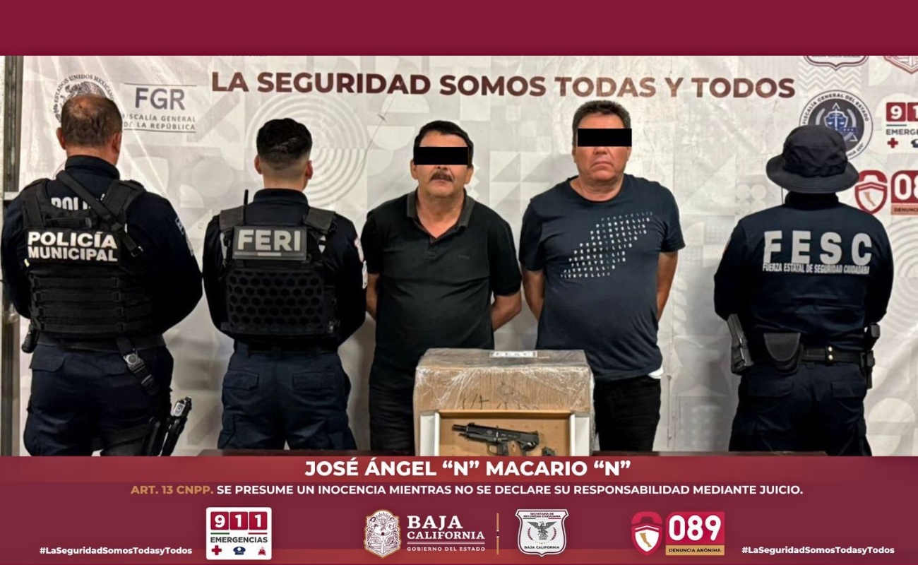 Fuerza Estatal detiene a dos hombres armados con casi 9 kilos de metanfetamina en Tijuana