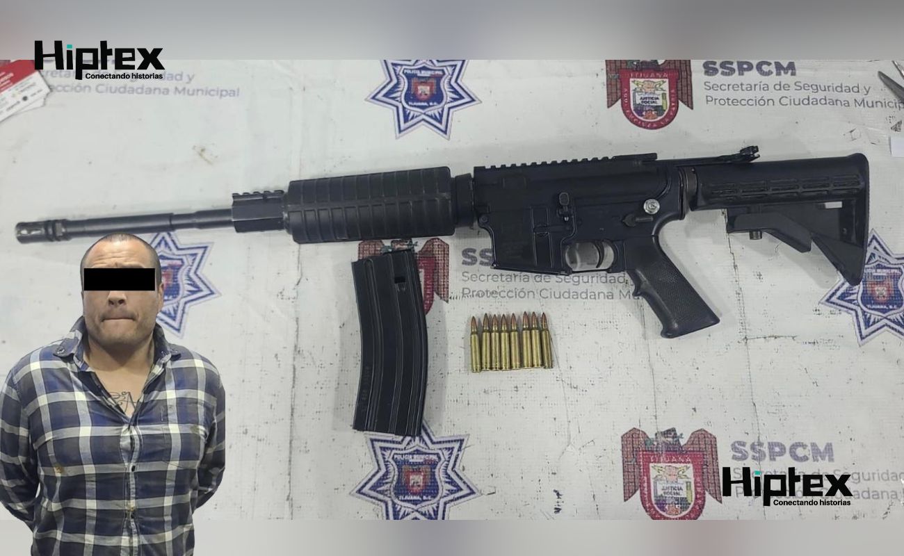 Detiene Policía Municipal a sujeto en posesión de un fusil de asalto y vehículo robado