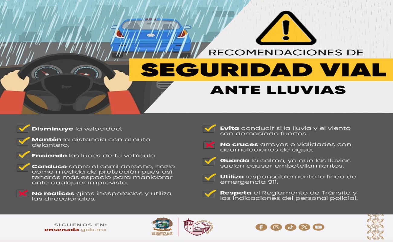 Reitera Gobierno de Ensenada medidas preventivas ante lluvias y clima frío