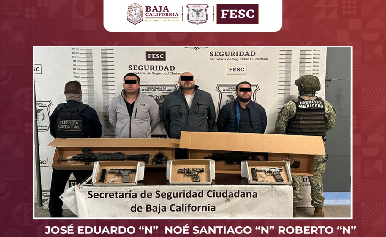 Permite denuncia capturar a tres hombres armados en Playas de Rosarito