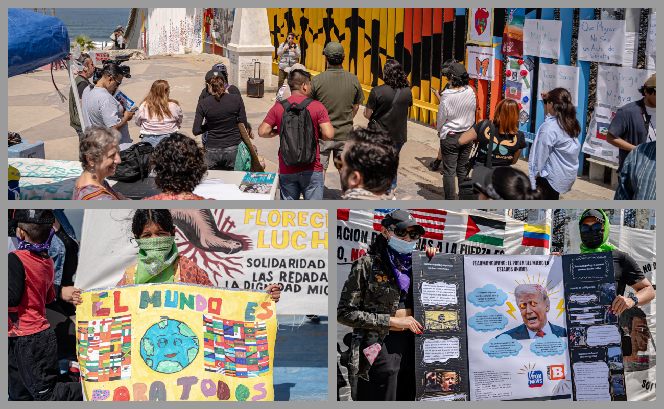 Migrantes exigen respeto a sus derechos humanos en el Faro de Playas de Tijuana