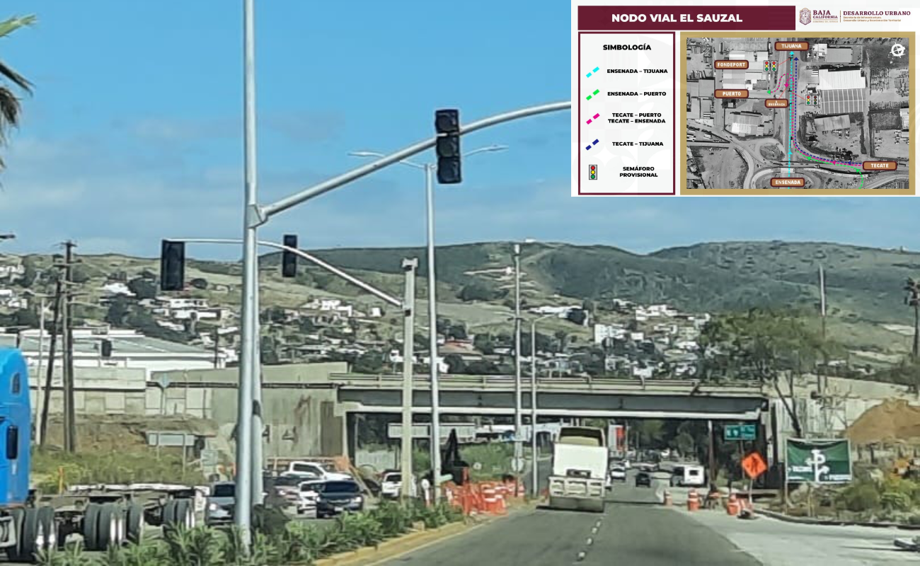 Anuncia SIDURT semaforización para agilizar tránsito durante obras del Nodo Vial El Sauzal