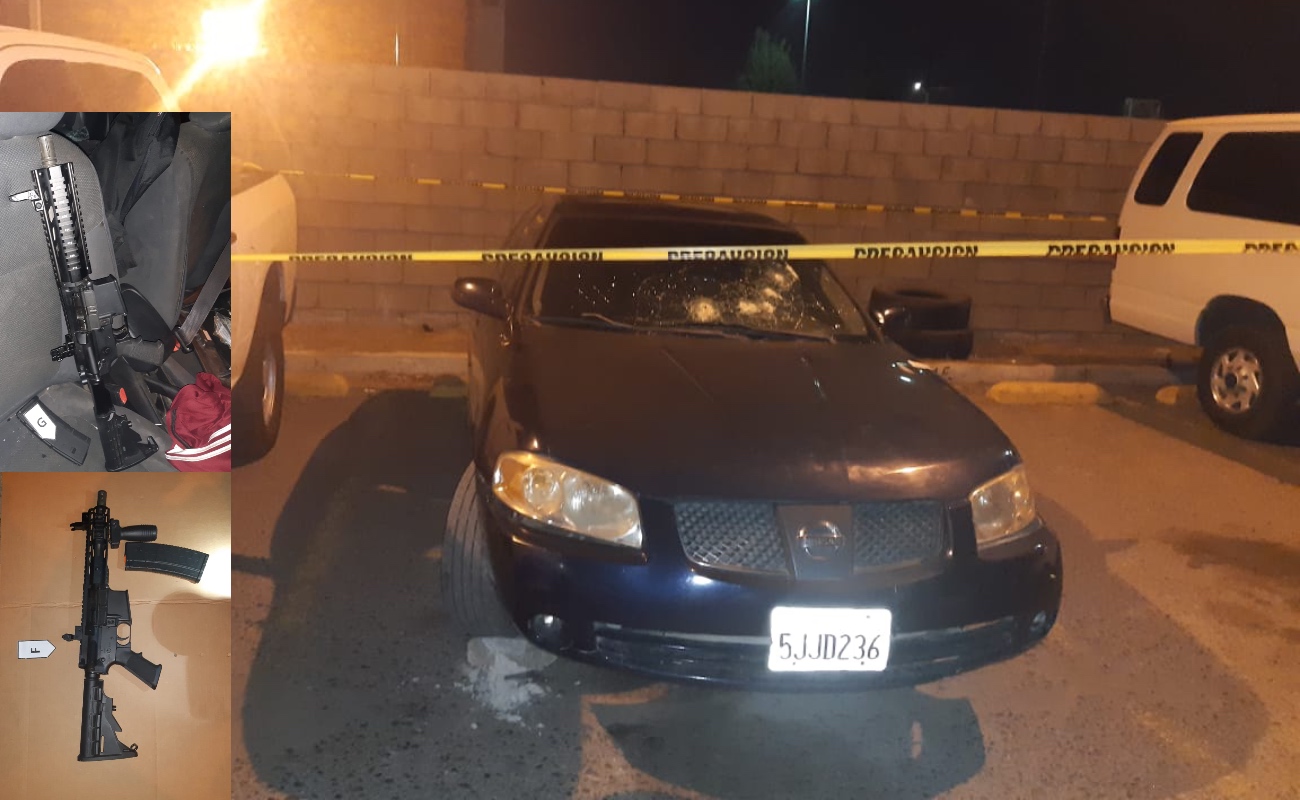 Localizan vehículo con impactos de bala y dos armas de fuego en Tecate