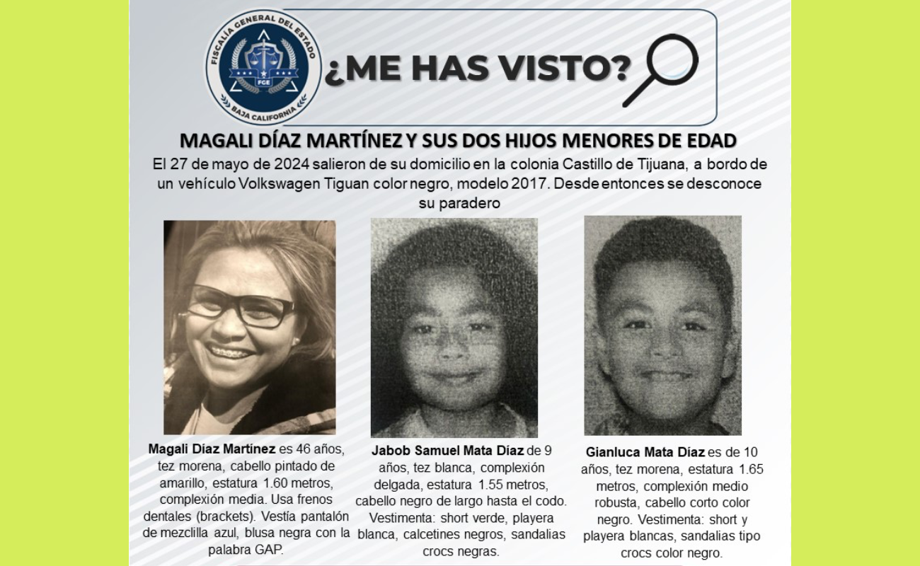 Reportan desaparición de otra mujer con sus dos hijos en Tijuana