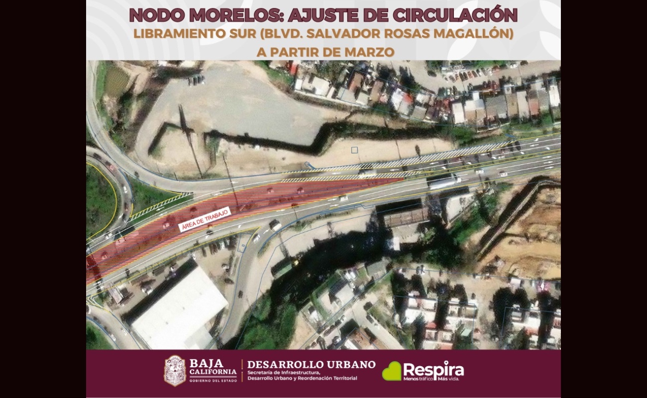 Realizan nuevo ajuste en la circulación del bulevar Rosa Magallón, Nodo Morelos