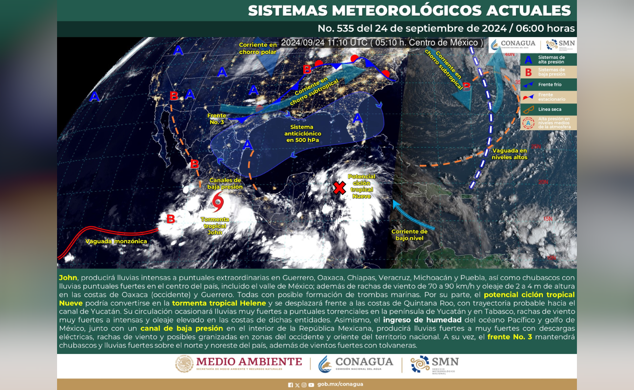 Se degrada a tormenta tropical el huracán John en Guerrero