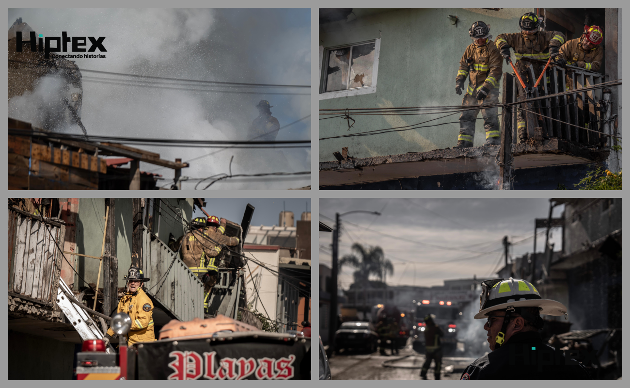 Fuerte incendio consume los dos niveles de una casa en Playas de Tijuana