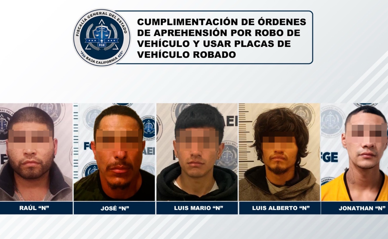 Aprehenden a cinco sujetos por robo de vehículos y uso de placas de vehículo robado