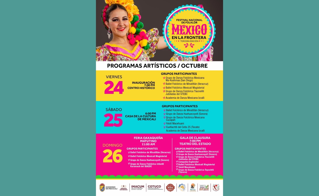 Invitan al Festival Nacional de Folklór "México en la Frontera"