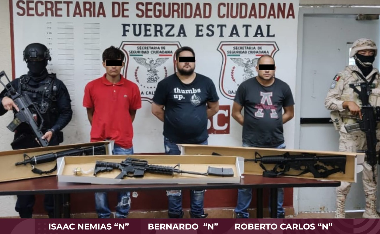 Aseguran a tres sujetos armados en una “tiendita” en el Valle de Mexicali