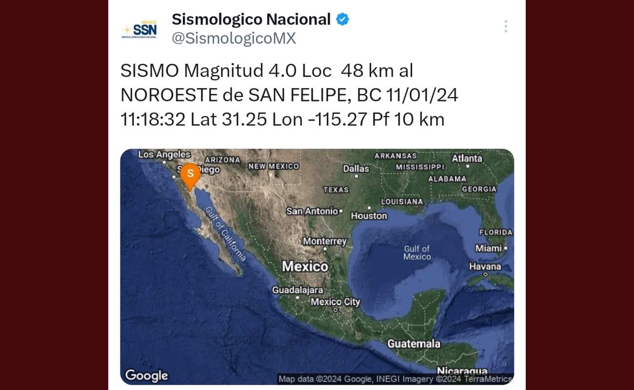 Sin afectaciones graves por sismo de magnitud 4.0 en San Felipe
