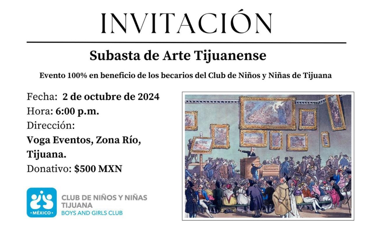 Realizarán subasta de arte en beneficio del Club de Niños y Niñas de Tijuana