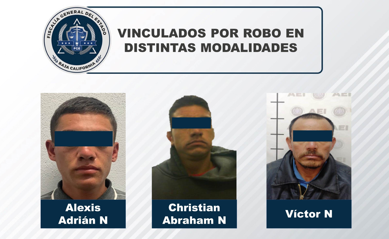 Vincula FGE a tres sujetos por robo con violencia en Ensenada