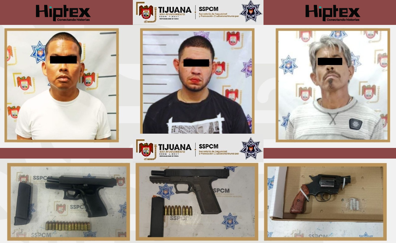 Detienen a tres personas por portación de arma de fuego en distintos hechos