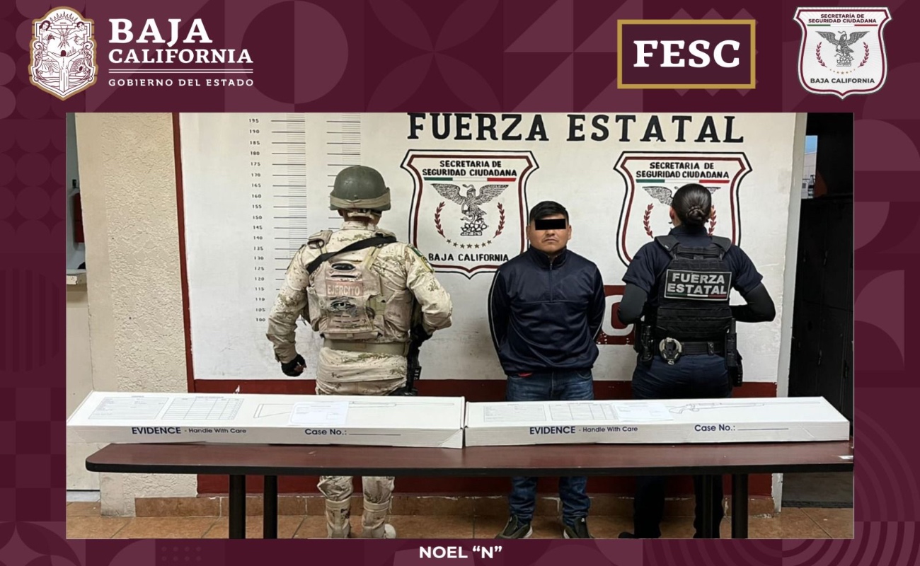 Detienen FESC y SEDENA a sujeto con armas de fuego en Mexicali