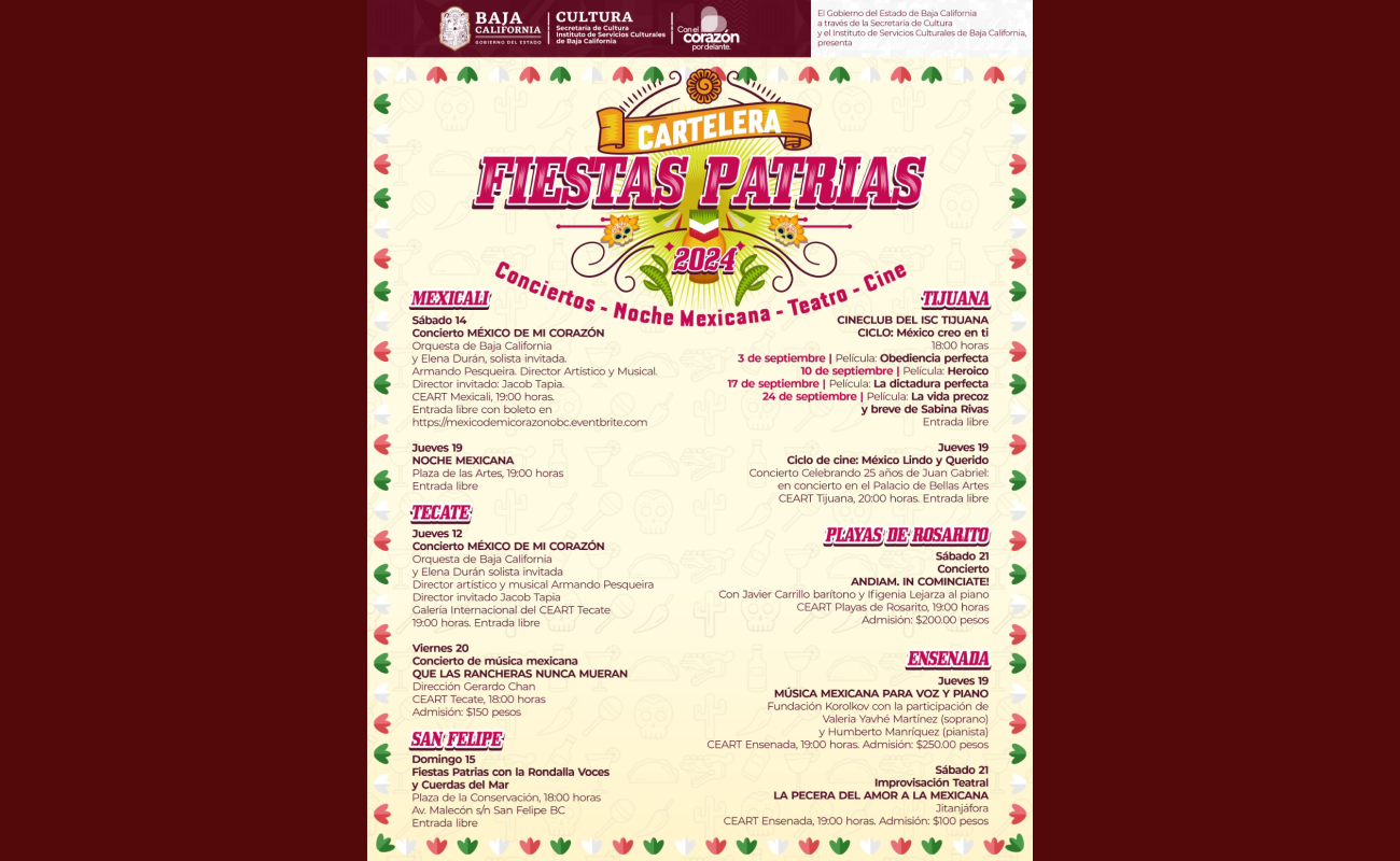 Celebrará Secretaría de Cultura “Fiestas Patrias” con eventos multidisciplinarios