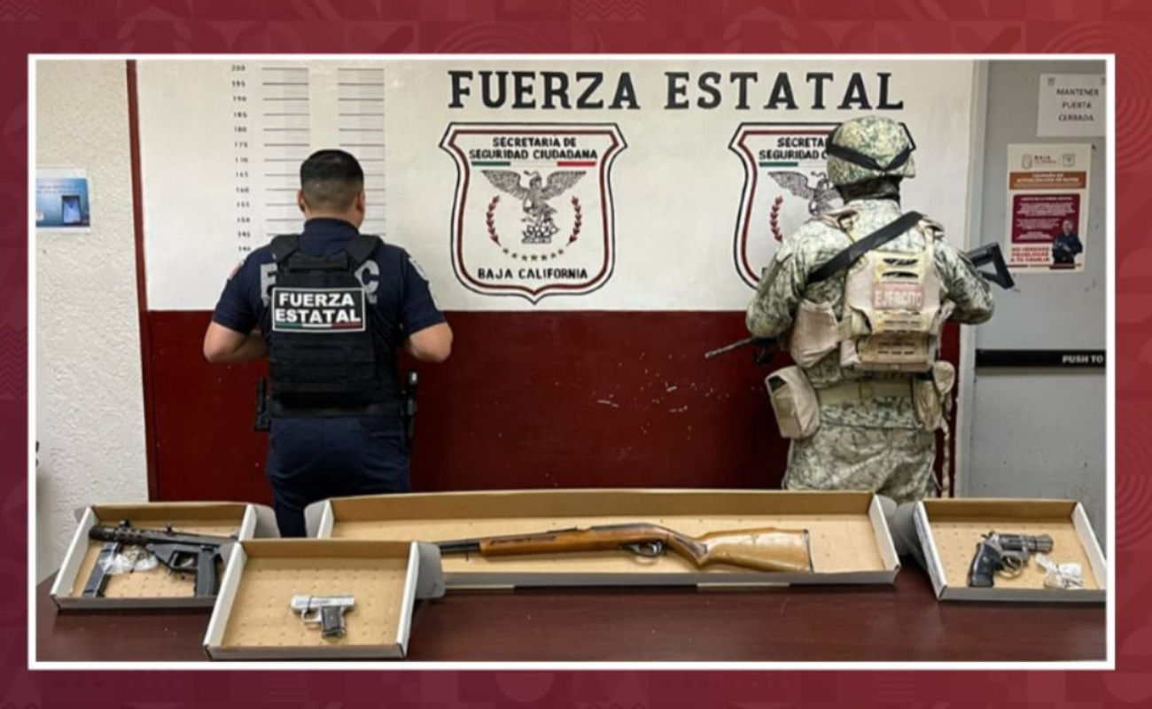 Localizan FESC y SEDENA, costal con armas de fuego en el valle de Mexicali