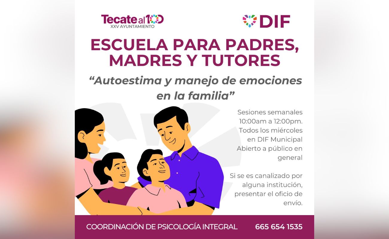 Invita DIF Tecate a la comunidad a la Escuela para Padres