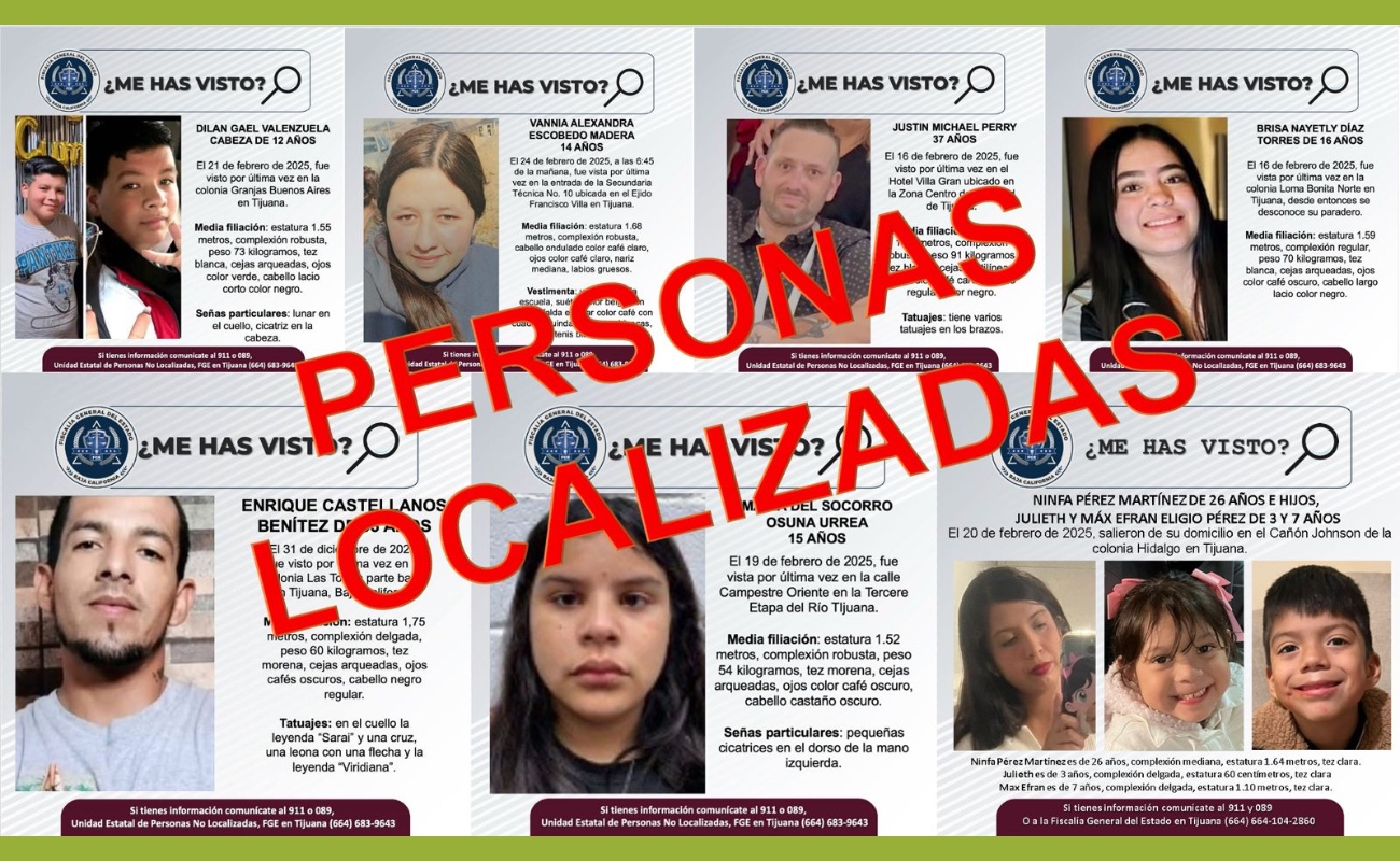 Localizan a nueve personas reportadas como desaparecidas en Tijuana