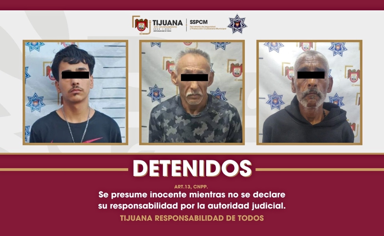 Detiene Policía Municipal de Tijuana a tres personas por portación de arma de fuego