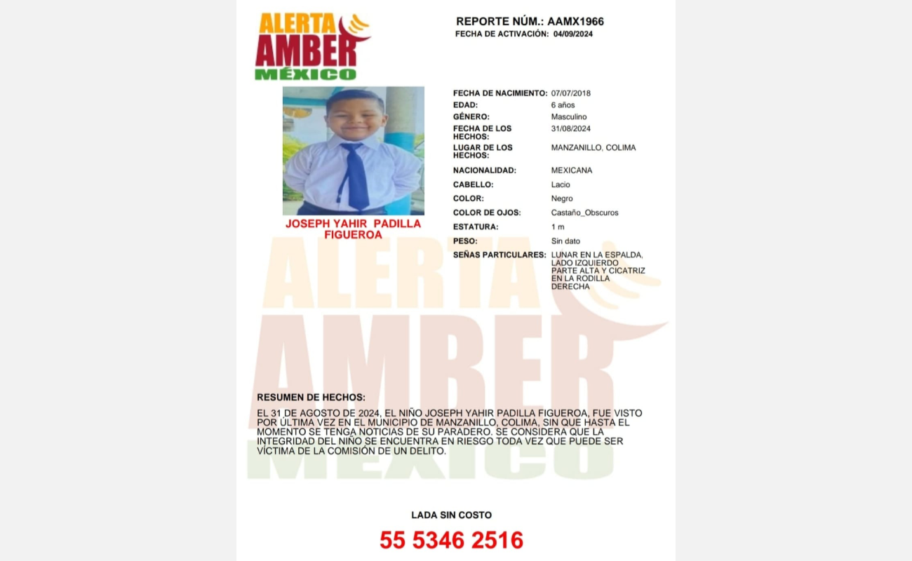 Alerta Amber para el menor Joseph Yahir