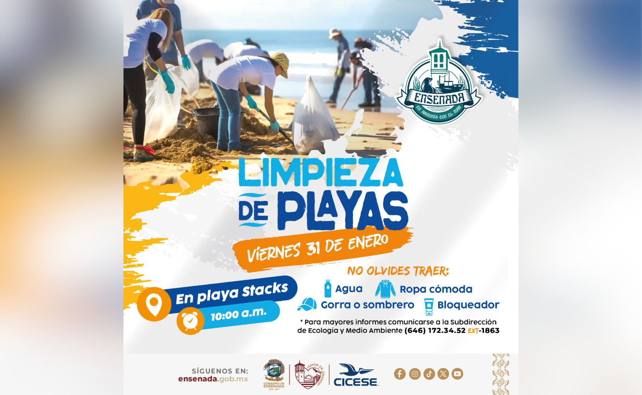 Invitan Gobierno de Ensenada y CICESE a sumarse a primera limpieza de Playa del año