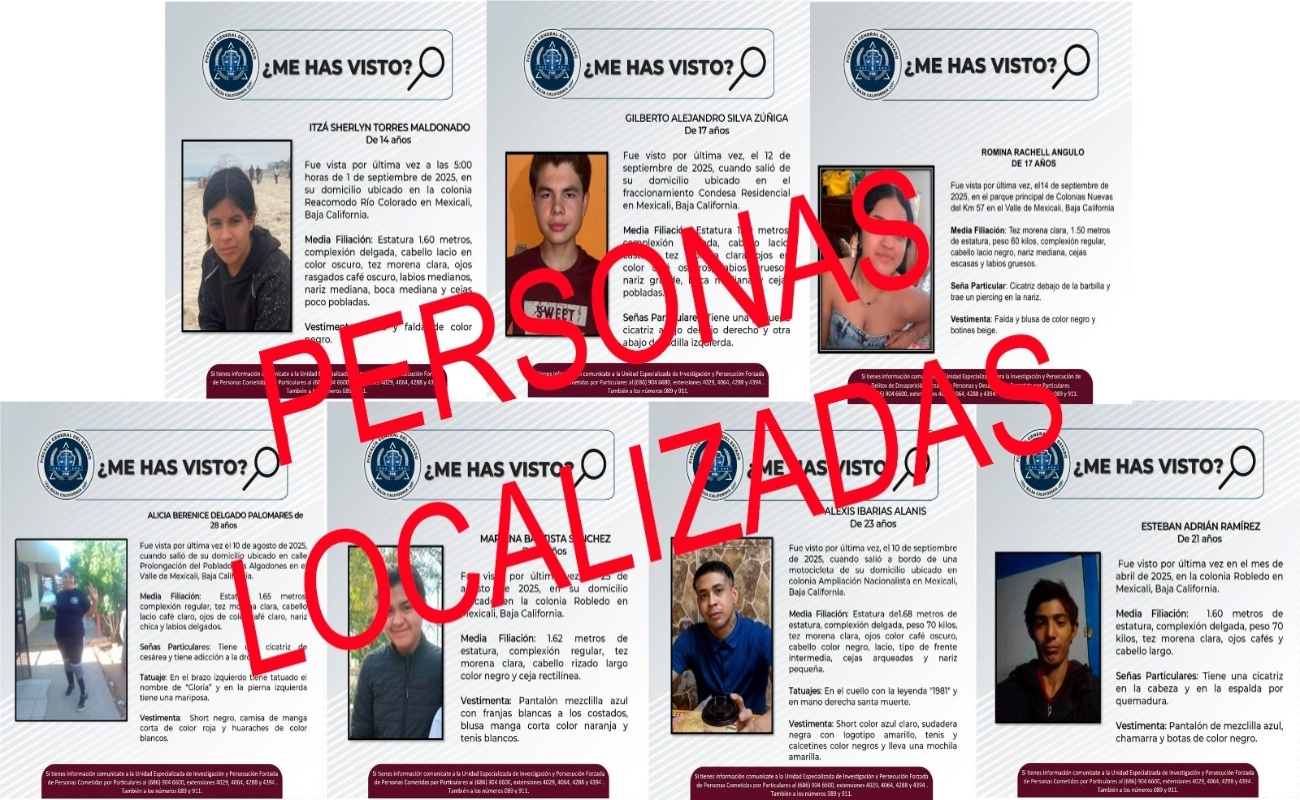 Localizan a siete personas reprobadas como desaparecidas