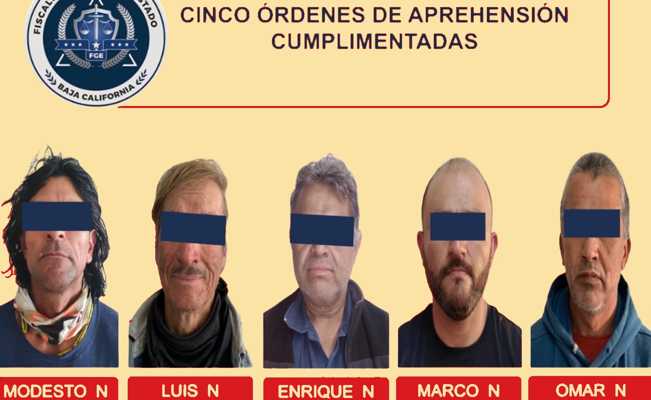 Arrestan a cinco prófugos de la ley en Ensenada